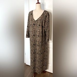 8.  2XLarge NWT Animal Print maxi dress by T Plus 56 inches long, 24 PTP
